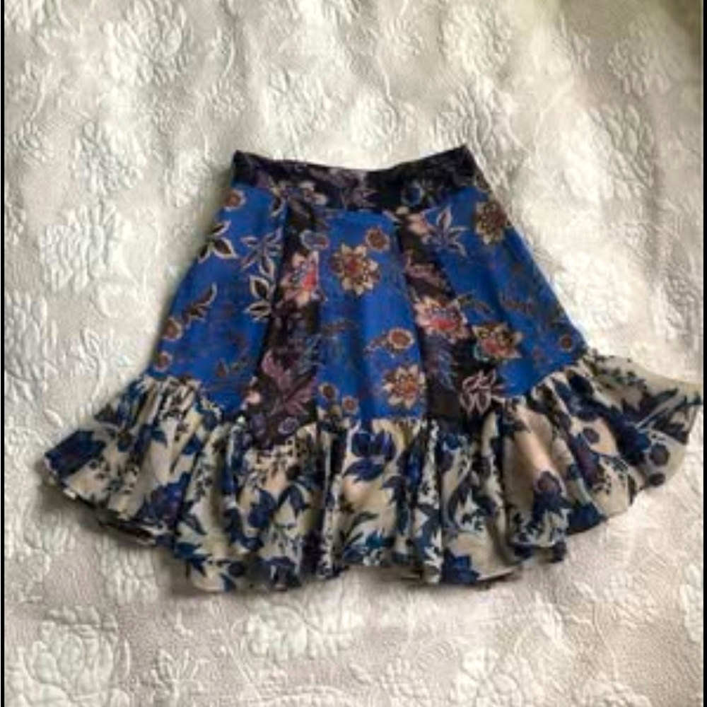 ZARA Chiffon Floral Fit& Flare Ruffles Skirt Size XS